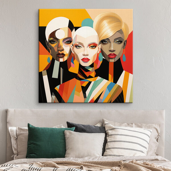 Group of women with different colored faces Group of women with different colored faces