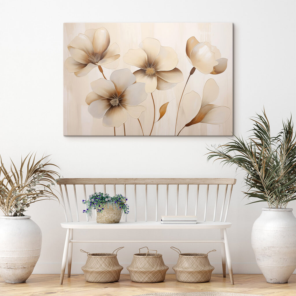 Painting of flowers on a wall Painting of flowers on a wall