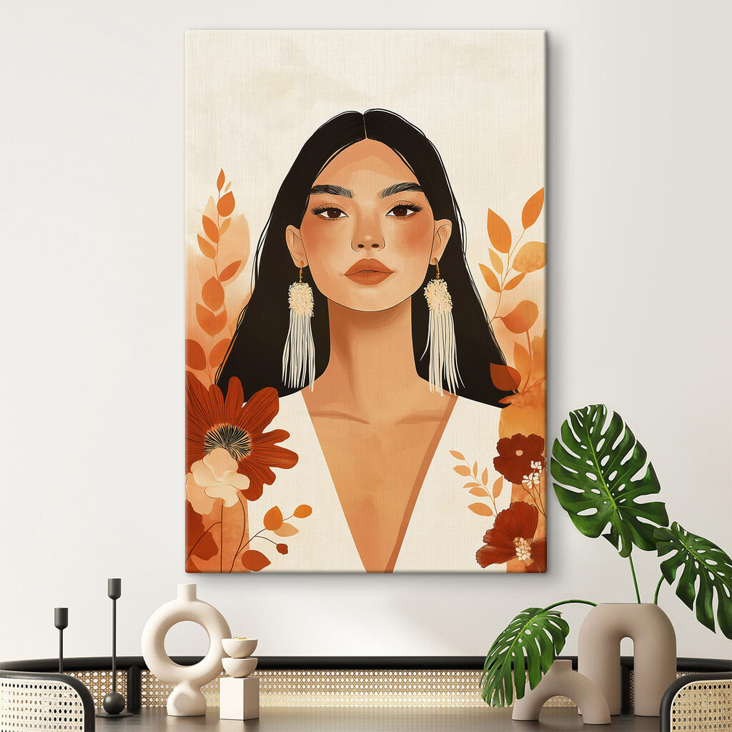 Woman with long hair and earrings Woman with long hair and earrings