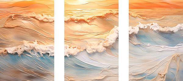 Tranquil waves at sunset's edge Tranquil waves at sunset's edge