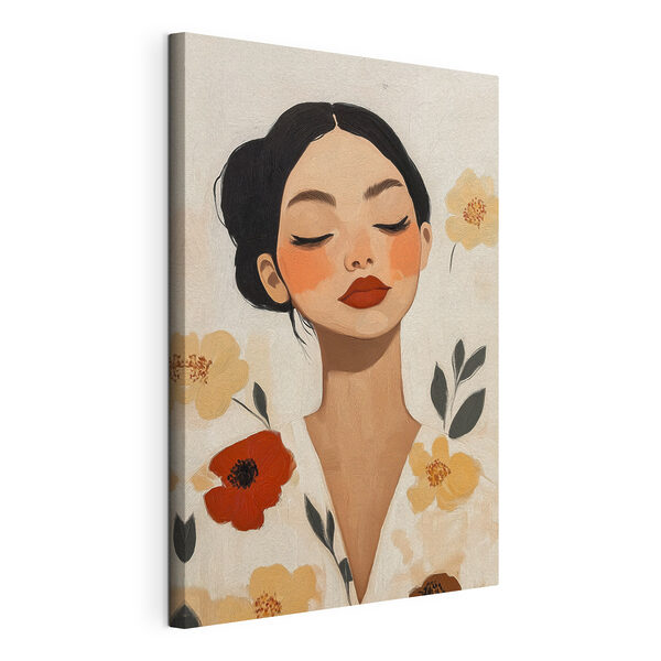 Cuadros Mujer con labios rojos y flores (SKU: s50335) Cuadros Cuadros Mujer con labios rojos y flores (SKU: s50335)