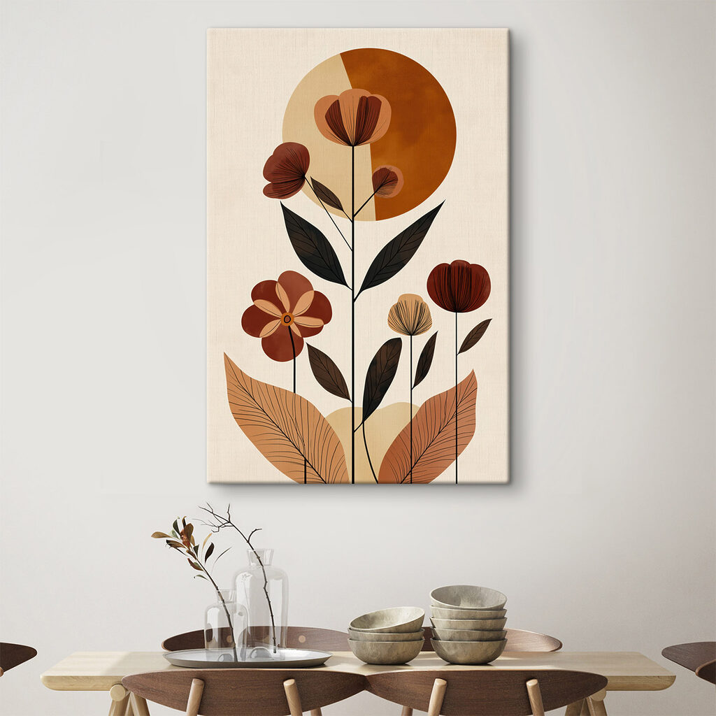 Flower with leaves and a circle Flower with leaves and a circle