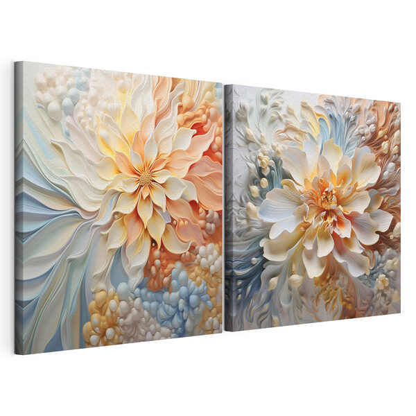 Lámina modular sobre lienzo Elegantes diseños florales en tonos suaves