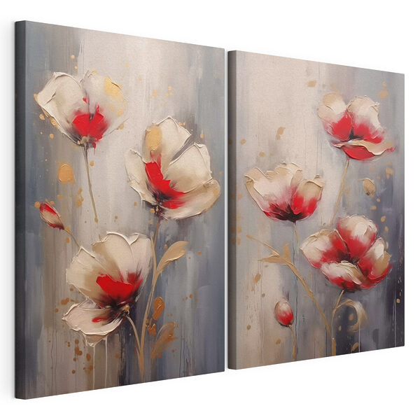 Lámina modular sobre lienzo Lámina modular sobre lienzo Cuadro de flores sobre fondo gris (SKU: m00399)