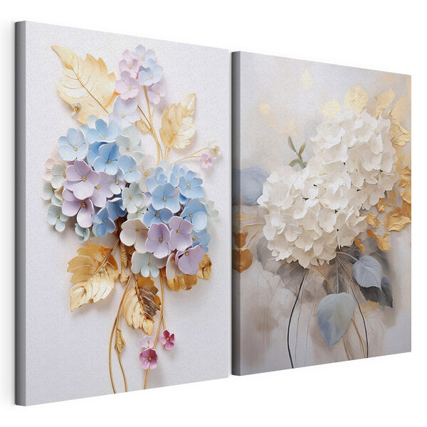 Collage de flores en una pared Lámina modular sobre lienzo Collage de flores en una pared