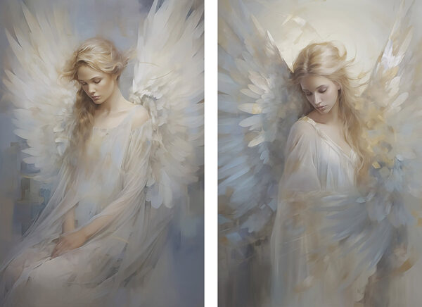 Woman with wings in a white dress Woman with wings in a white dress