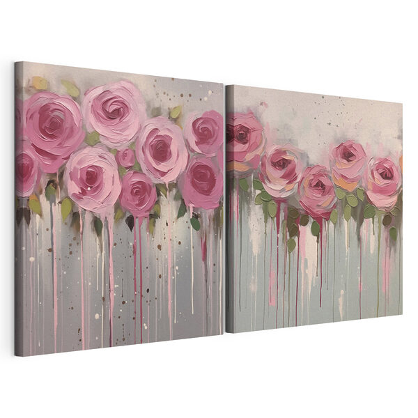 Lámina modular sobre lienzo Lámina modular sobre lienzo Cuadro de flores rosas (SKU: m00442)