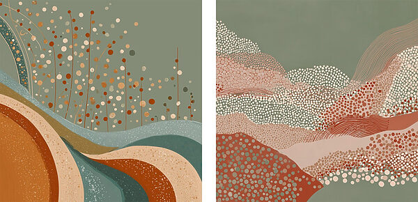Two paintings of a landscape Two paintings of a landscape