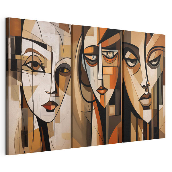 Lámina modular sobre lienzo Collage de cuadros que representan el rostro de una mujer