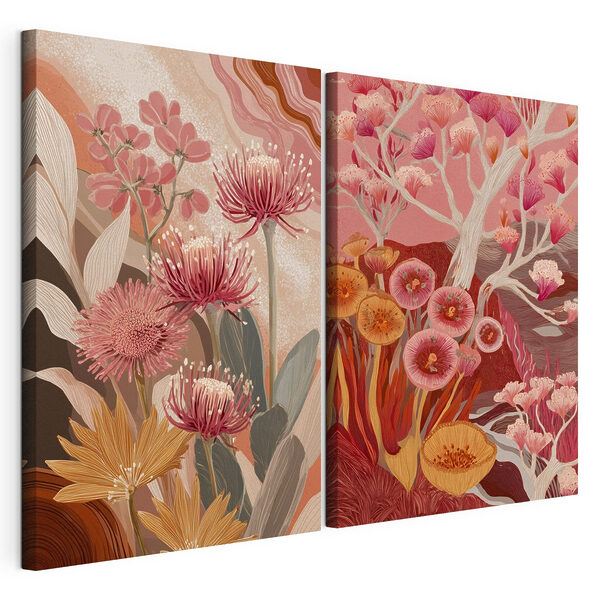 Lámina modular sobre lienzo Dos imágenes de flores