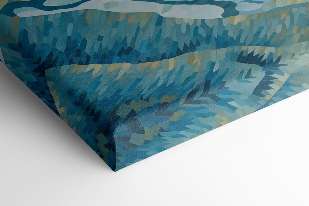 Painting of mountains and a river Painting of mountains and a river