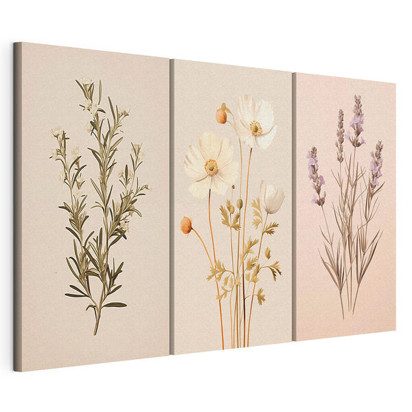 Lámina modular sobre lienzo Lámina modular sobre lienzo Cuadro de flores blancas (SKU: m00491)