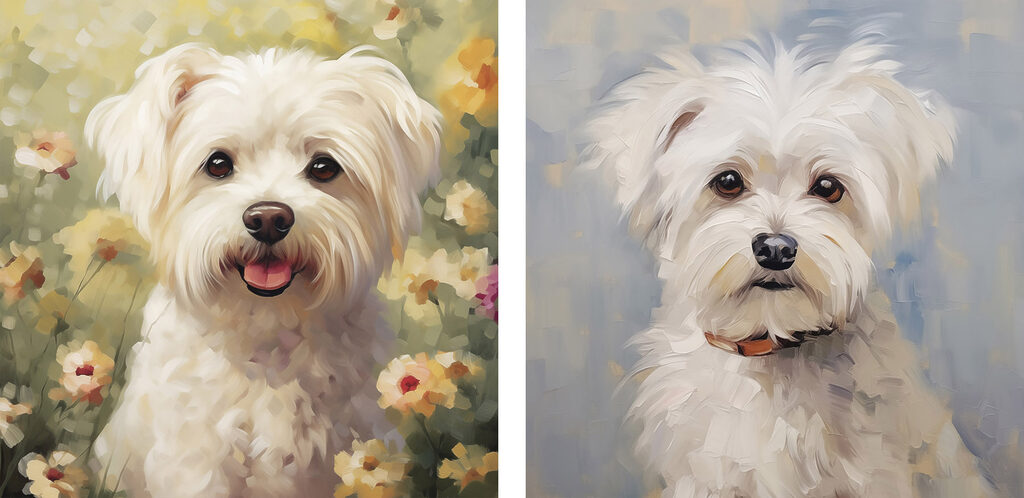 Cute pups in a floral setting Cute pups in a floral setting