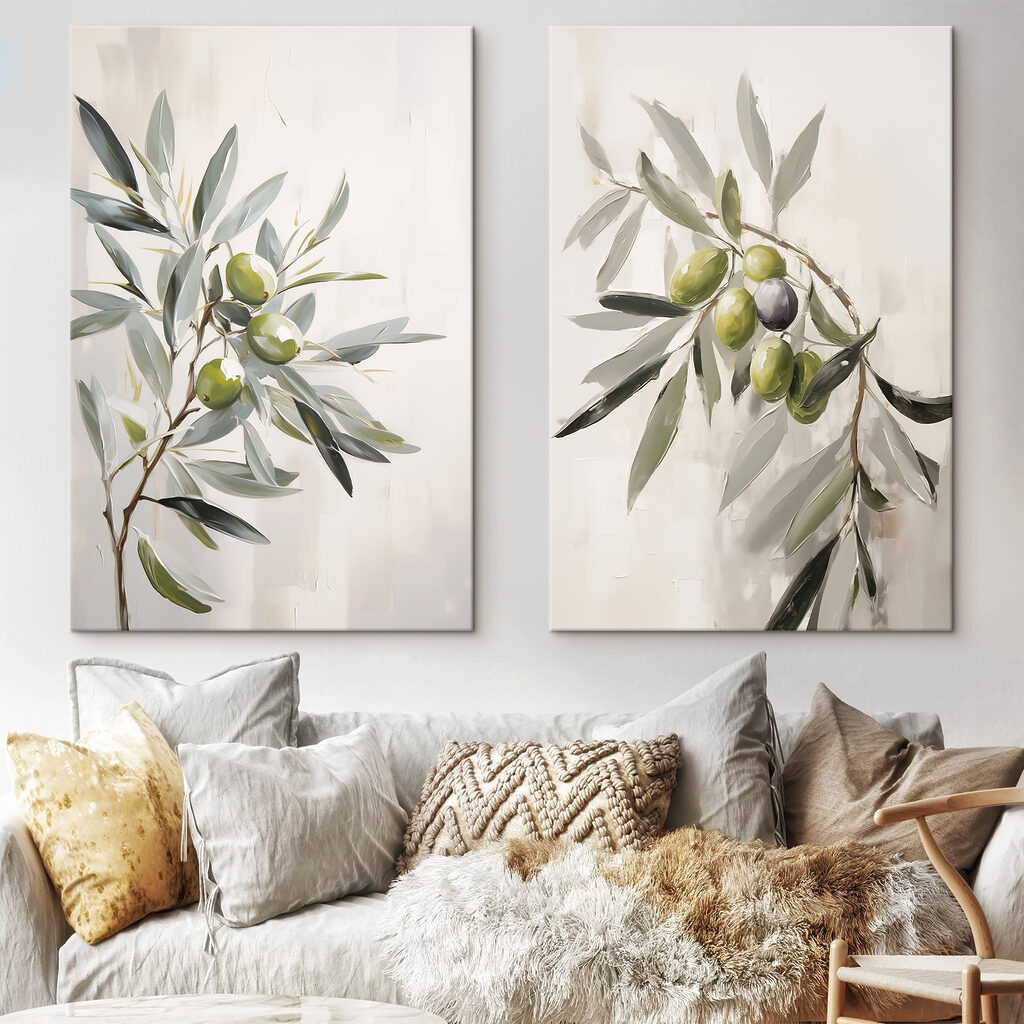 Painting of olives on a branch Painting of olives on a branch