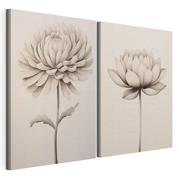 Flores delicadas en tonos suaves Lámina modular sobre lienzo Flores delicadas en tonos suaves