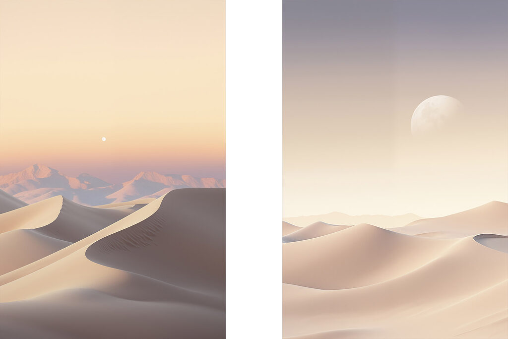 Desert landscape with a moon Desert landscape with a moon