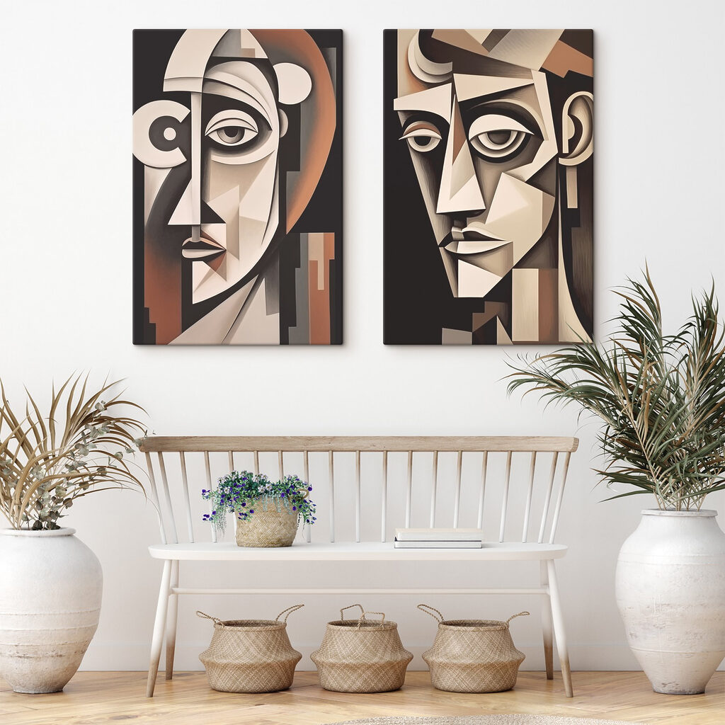 Couple of paintings of a man and woman Couple of paintings of a man and woman