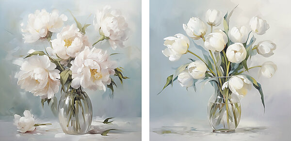 Painting of flowers in a vase Painting of flowers in a vase