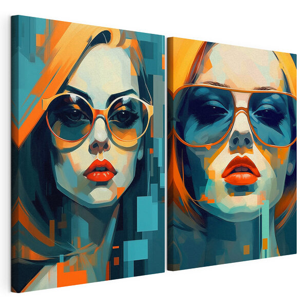 Mujer con gafas de sol Lámina modular sobre lienzo Mujer con gafas de sol