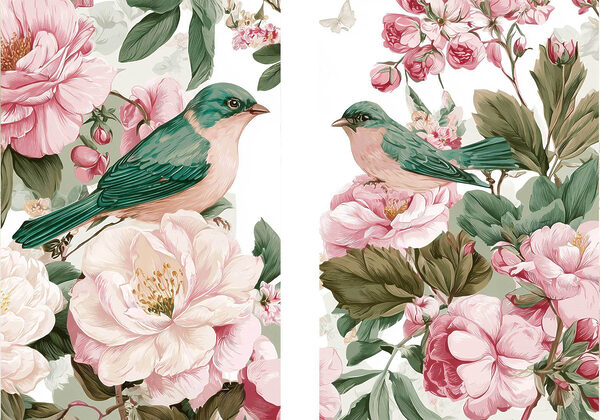 Two birds on a flower