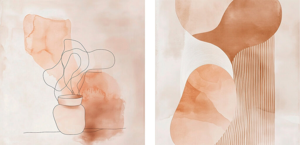 Two paintings of a vase and a vase with a light bulb Two paintings of a vase and a vase with a light bulb
