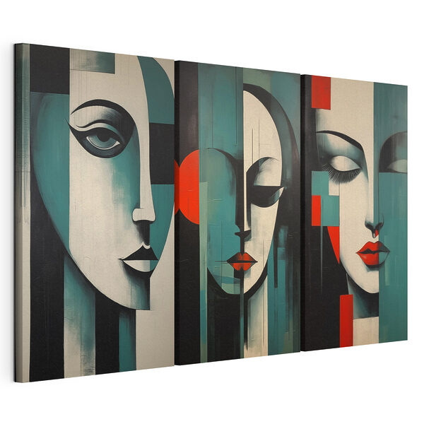 Collage de cuadros que representan el rostro de una mujer Lámina modular sobre lienzo Collage de cuadros que representan el rostro de una mujer