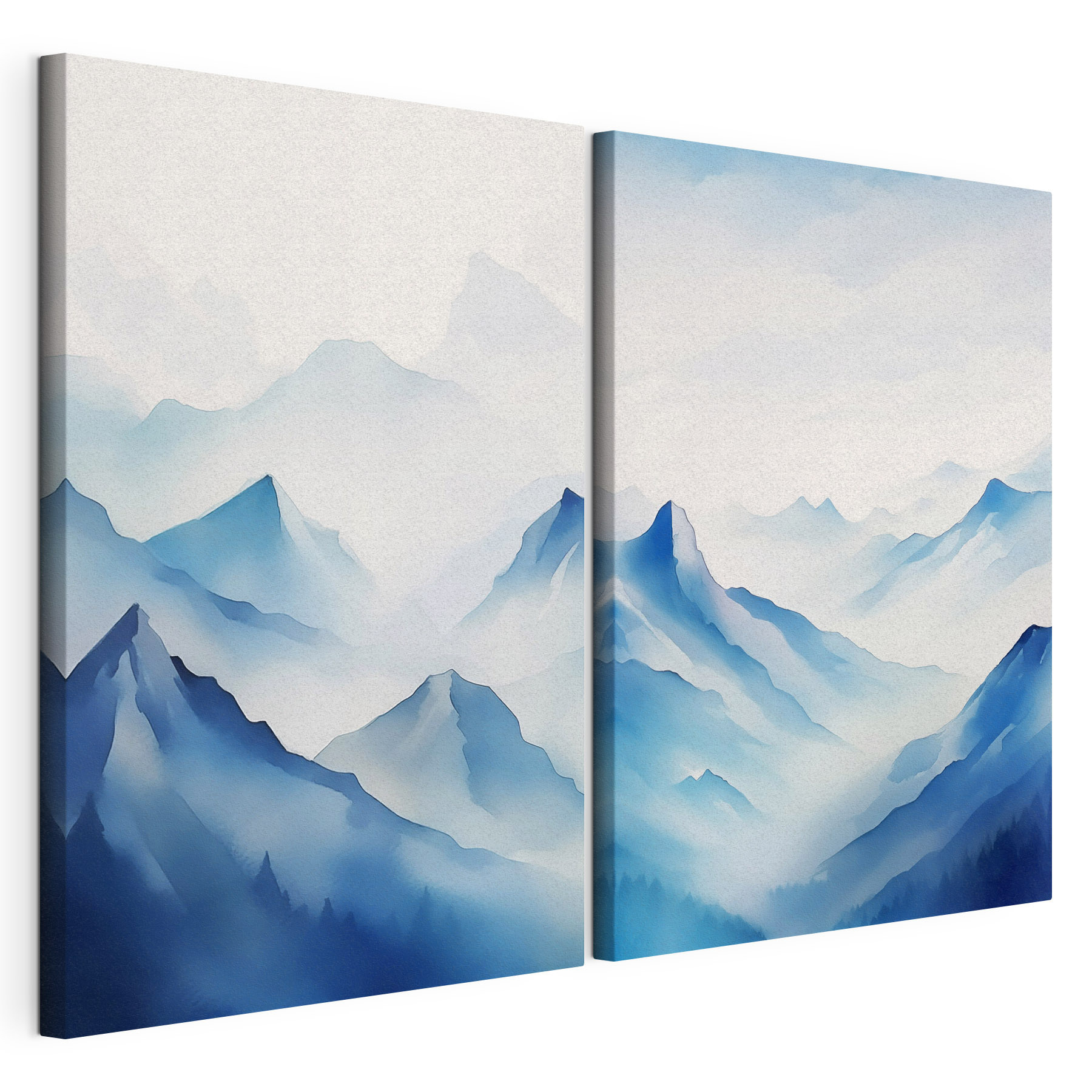 Painting of mountains and fog Painting of mountains and fog