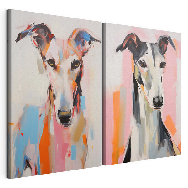 Lámina modular sobre lienzo Dos cuadros de perros colgados en la pared (SKU: m00652) Lámina modular sobre lienzo Lámina modular sobre lienzo Dos cuadros de perros colgados en la pared (SKU: m00652)