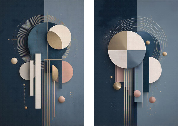 Collage of art with circles and lines Collage of art with circles and lines