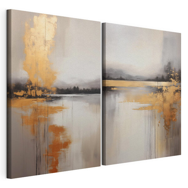 Lámina modular sobre lienzo Cuadro que representa un lago y un paisaje con niebla (SKU: m00657) Lámina modular sobre lienzo Lámina modular sobre lienzo Cuadro que representa un lago y un paisaje con niebla (SKU: m00657)