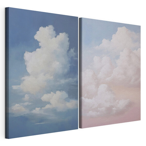 Cielo azul con nubes blancas Lámina modular sobre lienzo Cielo azul con nubes blancas
