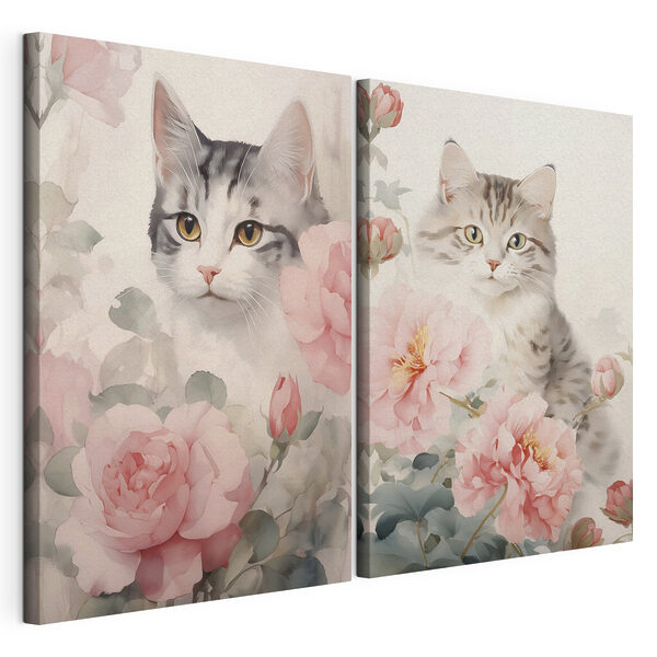 Lámina modular sobre lienzo Gato en un jardín de flores (SKU: m00676) Lámina modular sobre lienzo Lámina modular sobre lienzo Gato en un jardín de flores (SKU: m00676)