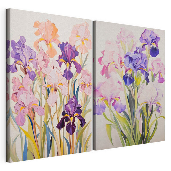 Pintura de flores sobre una superficie blanca Lámina modular sobre lienzo Pintura de flores sobre una superficie blanca