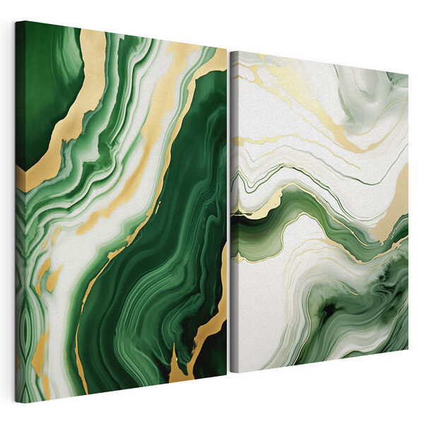 Superficie marmolada en verde y blanco Lámina modular sobre lienzo Superficie marmolada en verde y blanco
