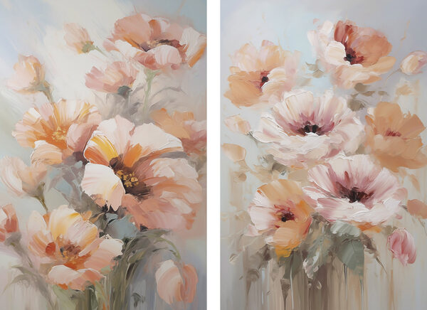 Painting of flowers on a blue background Painting of flowers on a blue background