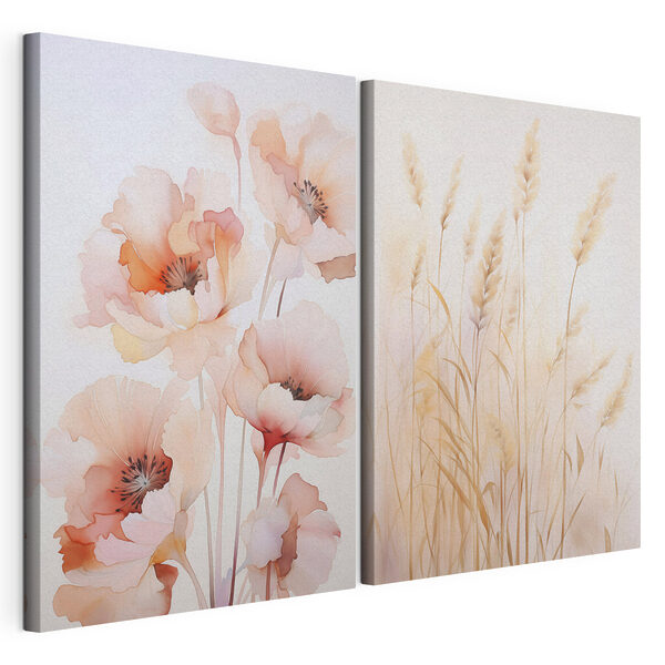 Lámina modular sobre lienzo Lámina modular sobre lienzo Cuadro de flores y trigo (SKU: m00723)