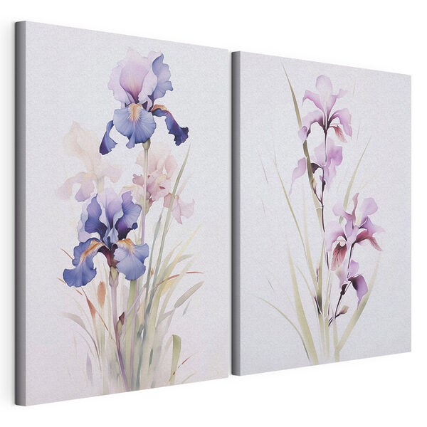 Pintura de flores sobre una superficie blanca Lámina modular sobre lienzo Pintura de flores sobre una superficie blanca