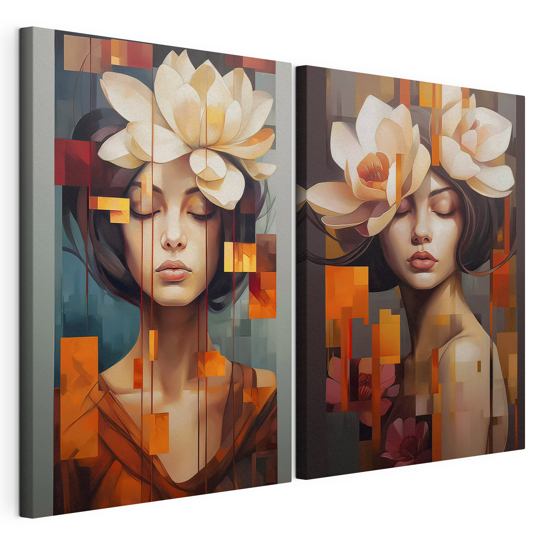 Collage of a woman with flowers in her hair Collage of a woman with flowers in her hair