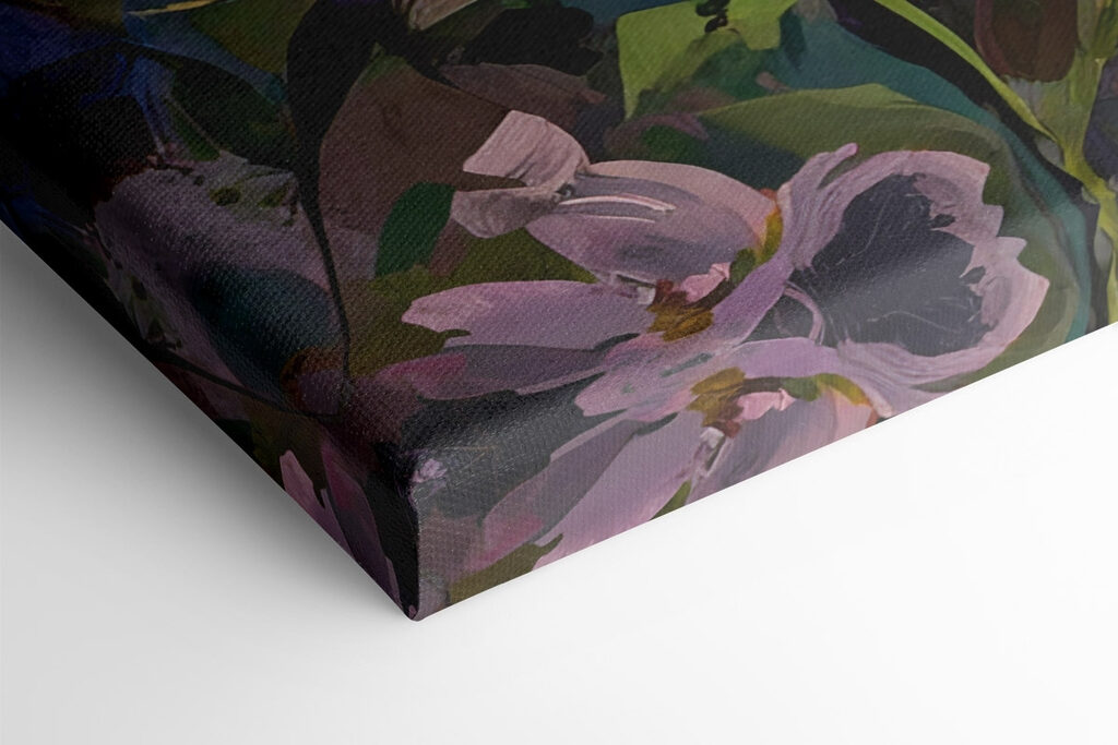 Painting of flowers on a purple background