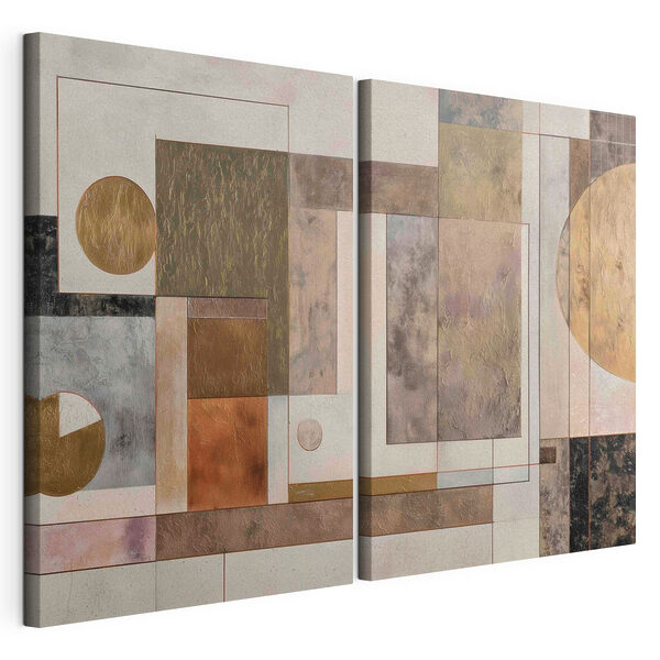 Par de obras de arte Lámina modular sobre lienzo Par de obras de arte