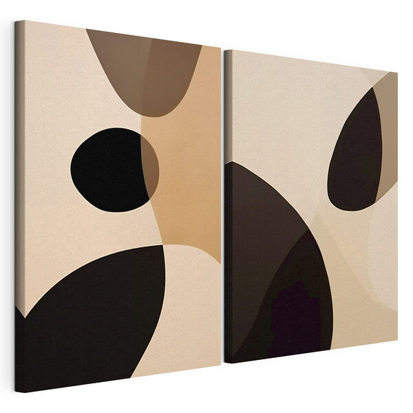 Formas abstractas en tonos neutros Lámina modular sobre lienzo Formas abstractas en tonos neutros
