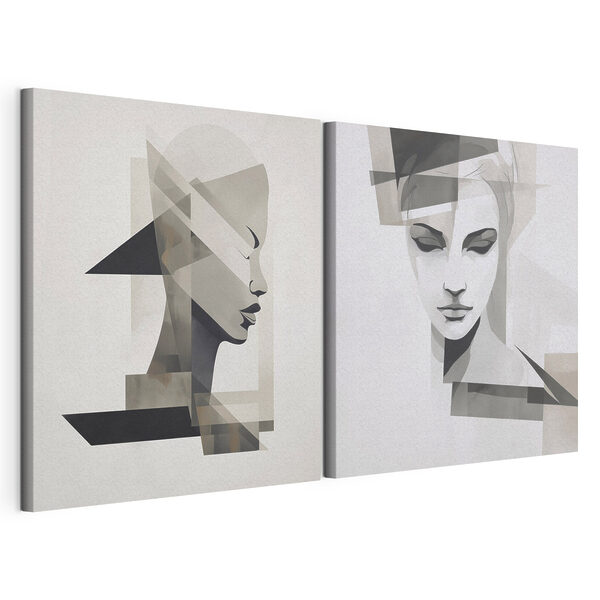 Lámina modular sobre lienzo Dos cuadros que representan el rostro de una mujer (SKU: m00753) Lámina modular sobre lienzo Lámina modular sobre lienzo Dos cuadros que representan el rostro de una mujer (SKU: m00753)