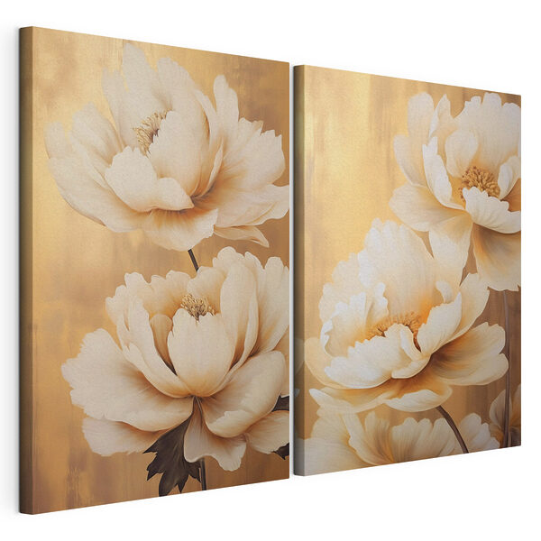 Elegantes flores en tonos cálidos Lámina modular sobre lienzo Elegantes flores en tonos cálidos