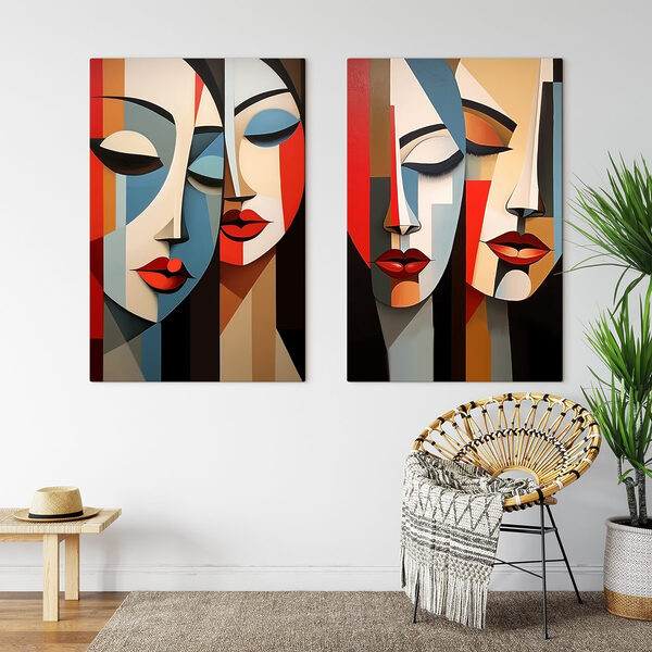 Collage of a painting of a woman's face