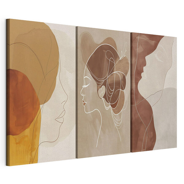 Collage del perfil de una mujer Lámina modular sobre lienzo Collage del perfil de una mujer