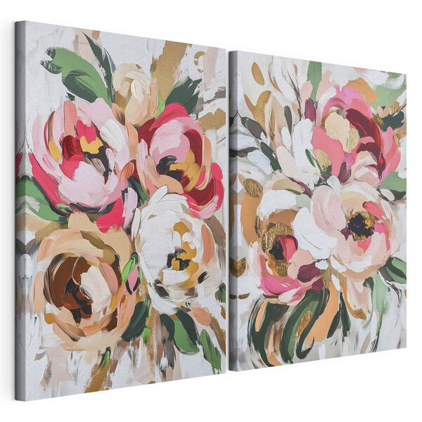 Pintura de flores sobre una superficie blanca Lámina modular sobre lienzo Pintura de flores sobre una superficie blanca