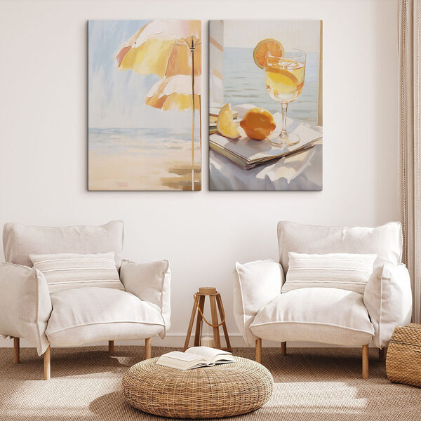 Painting of a drink and a lemon Painting of a drink and a lemon