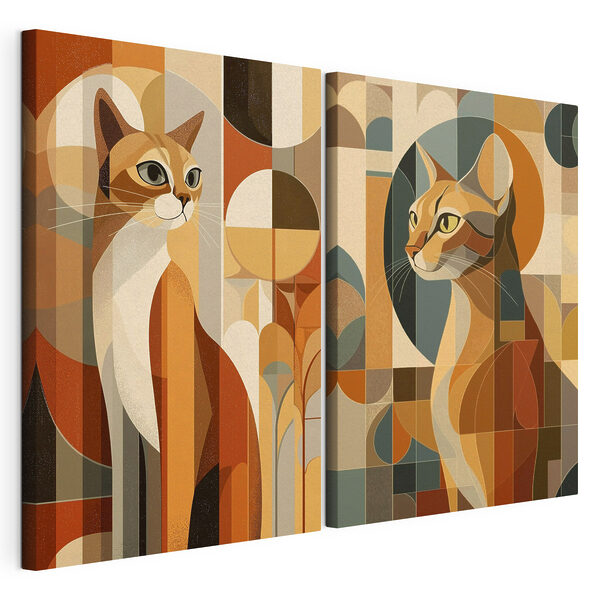 Dos gatos de colores diferentes Lámina modular sobre lienzo Dos gatos de colores diferentes