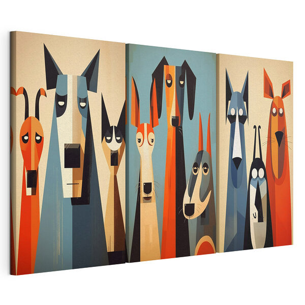 Cuadros de un grupo de perros Lámina modular sobre lienzo Cuadros de un grupo de perros