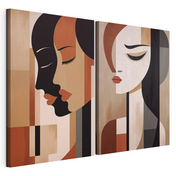 Lámina modular sobre lienzo Lámina modular sobre lienzo Dos cuadros de mujeres con colores diferentes (SKU: m00847)